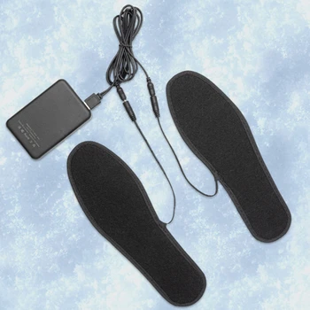 1 Çift Tabanlık Erkek / kadın USB şarj elektrikli ısıtma astarı ayak ısıtıcı ped Yumuşak soğuk geçirmez kadife tabanlık Spor ayakkabı aksesuarları