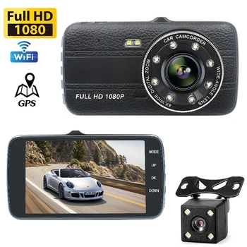 Araba dvr'ı Dash kamera WiFi 4.0 Full HD 1080P Dikiz araç kamerası Video Kaydedici Otomatik Dashcam Kara Kutu GPS Parça Araba Aksesuarları