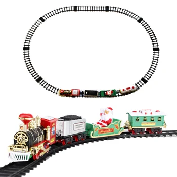 Işıklar ve sesler ile Oyuncak tren seti, Noel tren seti, Noel ağacı etrafında pil operası için yuvarlak şekil demiryolu rayları