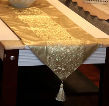 #104 Altın sıcak lüks PU moda güzellik yatak masa danışma runner süs mat 30 * 200 cm toptan
