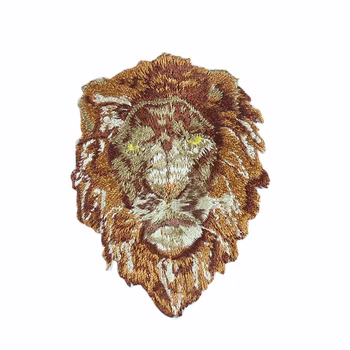 Kahverengi Aslan Kafası Canavar Hayvan İşlemeli Yamalar Rozetleri Üzerinde Demir Dikmek İçin Elbise Çantası Kot Şapka T Shirt DIY Aplikler Zanaat Decorati