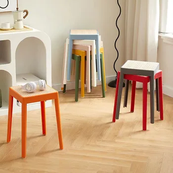 İskandinav Plastik Sandalye Oturma Odası Rattan Taklit Sandalyeler Rahatlatıcı Rahat Tabure Mobil istifleme sandalyesi Olaylar için Mobilya