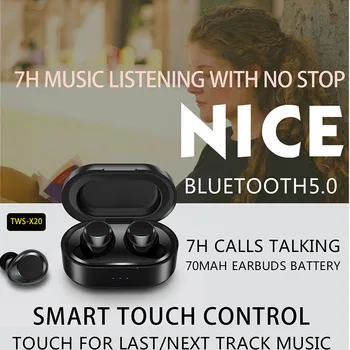Taşınabilir Mini TWS Bluetooth 5.0 Kulaklık Süper Bas Ses Kablosuz müzik kulaklıkları Su Geçirmez Dokunmatik Kontrol Çift Çağrı Kulaklık 2