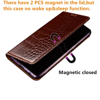 Timsah Hakiki Deri Manyetik Telefon Çantası Xiaomi Not 10 Pro / Xiaomi Not 10 Lite / Xiaomi Not 10 telefon Kılıfı kart tutucu 4