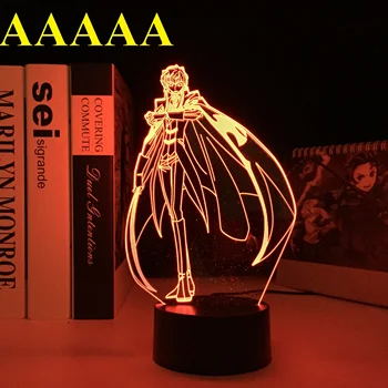 Geass Suzaku Kururugi 3D Lamba Çocuk Odası Dekor için Gece Lambası Çocuk Noel Tatili doğum günü hediyesi ışık Anime LED Gece Lambası