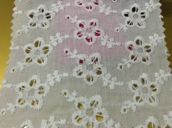 içi boş çiçek nakışlı %100 pamuklu dokuma kumaş, bahçe tarzı kumaş, XERY-S2164