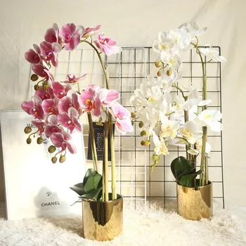 Phalaenopsis Kelebek Orkide Lateks Gerçek Dokunmatik yapay çiçek Düğün Dekorasyon Orkide Çiçek Parti Ev Dekor Flores