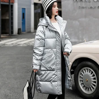 Kadın Kış Kalınlaşmak Sıcak Parkas Lüks Zarif Moda Orta Uzunlukta Ceket Elbise Kadın Pamuk Rahat Uzun Kapşonlu Tatlı Ceket 3