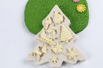 Noel Ağacı Santa Kalıp DIY Silikon Fondan Pişirme Dekorasyon Aracı Çikolata Kalıp silikon kalıp 4