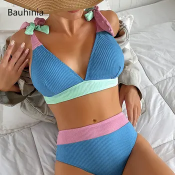 Bauhinia Seksi V Yaka Biquini Bikini Yeni Yüksek Bel Mayolar Kadın Yaz Brezilyalı Mayo Beachwear