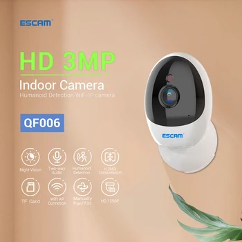 ESCAM QF006 3MP 1296 P ICSEE APP IR Gece Görüş Kablosuz PTZ IP Kamera Ev Güvenlik Alarm Insansı Algılama CCTV Monitör