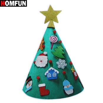 HOMFUN 5D DIY Elmas Boyama Noel Ağacı Yeni Yıl Hediye Çocuk Oyuncak Yapay Ağaç Duvar Pencere Sticker Noel Ev Dekor