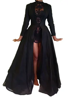 Siyah Zarif elbise seti Seksi Örgü Şifon evaze elbise 2 adet Set O-boyun Uzun Kollu Moda Yüksek Sokak kadın kıyafetleri Streetwear 1