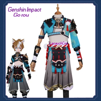 Anime Oyunu Genshin Darbe Gorou Cosplay Kostüm Savaş Üniforma Cadılar Bayramı Kostüm Peruk Kulaklar genshin darbe hesabı Anime elbise 1