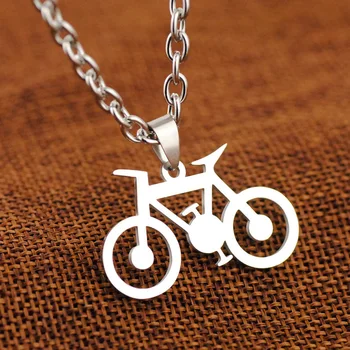 Paslanmaz Çelik Basit Bisiklet Kolye Kolye Sevimli Gümüş Renk Bisiklet Zinciri Kolye Kadınlar için Günlük Gerdanlık Bijoux