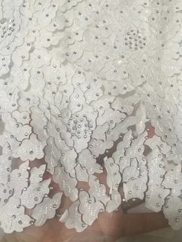 Yüksek kaliteli afrika fransız dantel kumaş parlak taşlar nakış dantel kumaş nijeryalı 3d çiçek net dantel elbise CD2435 0