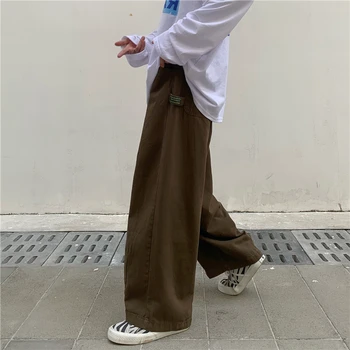 Japon Yıkanmış Pamuk Vahşi Fener günlük pantolon erkek ve kadın Gelgit Marka İpli Gevşek Geniş bacak Tulum
