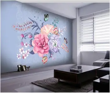 özel fotoğraf 3d duvar kağıdı Minimalist elle çizilmiş çiçek kelebek arka plan ev dekor 3d duvar resimleri duvar kağıdı duvar 3 d 1