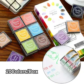 20 Renkler DIY Zanaat Lastik Damga Scrapbooking Malzemeleri Renkli Mürekkep Damga Pedleri Damga Sızdırmazlık Dekorasyon Yağ Bazlı Inkpad 0