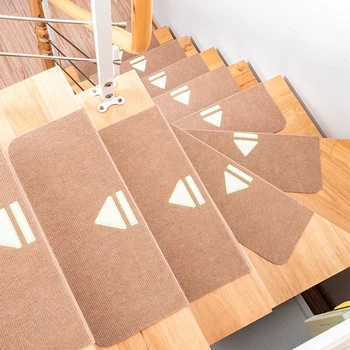 Kaymaz Merdiven Mat Basamakları Halı Kapalı Kendinden Yapışkanlı Polyester Paspaslar Ahşap Merdiven için 55x22x4. 5CM Aydınlık Merdiven Paspasları 0