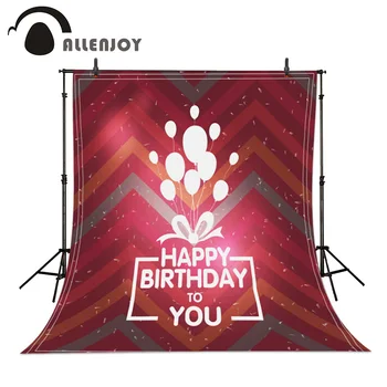 Allenjoy Retro Tipografi Doğum Günü Arka Plan Kırmızı Doğum Günü Balonlar Metin Özelleştirilebilir Fotoğraf Arka Planında