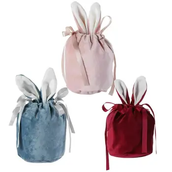 20 adet Kadife Paskalya Çanta Sevimli Tavşan Hediye Paketleme Çantaları Tavşan Çikolata Şeker Torbaları Düğün Doğum Günü Partisi Dekorasyon 2023
