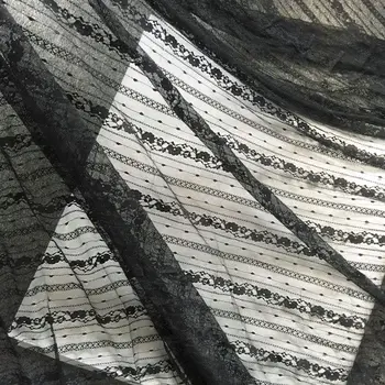 Fildişi Beyaz Siyah Kirpik Tül Mesh Dantel Kumaş Fransız Chantilly 3 metre/grup İncelir Yumuşak Lady Elbise Dikiş Aksesuarları V2585