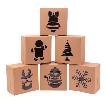 5 adet Noel Kraft ambalaj kutusu Noel Partisi İyilik Malzemeleri Çikolata Şeker Pencere Tedavi Kutusu 2022 Yeni Yıl Arifesi Parti Çocuklar Hediye 0