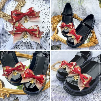 Kırmızı noel yayı ayakkabı tokaları Çan Çiçek Kolye Ayakkabı Dekorasyon Ayrılabilir Ayakkabı Süsleme Bayanlar için Yüksek Topuk DIY 2 Adet 1