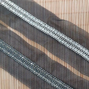 5 metre Boncuklu Zincir Dantel Trim Aplike Rhinestone Boncuk Örgü Kumaş Şerit düğün elbisesi Konfeksiyon Yaka Dikiş Aksesuarları