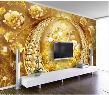 3d duvar kağıdı özel fotoğraf Elmas Altın Kapı Kuğu Gölü Takı Çiçek odası ev dekor 3d duvar resimleri duvar kağıdı duvarlar için 3 d 1