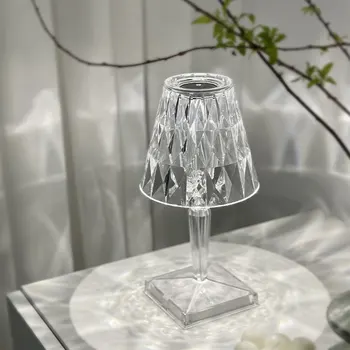 Kristal elmas lamba USB şarj yatak odası başucu gece lambası ev ortam ışığı dekor kristal masa lambası hediye olarak kullanılan karartma 0