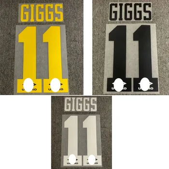 1992-1996 #11 Giggs İsim Seti Beyaz Siyah Sarı Baskı Futbol Yama Rozeti