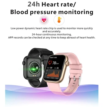 Bluetooth Çağrı akıllı saat Erkekler Kadınlar Müzik Çalma Ses Asistanı Sıcaklık Kalp Hızı Monitörü Smartwatch Spor SpO2 BP Uyku 3