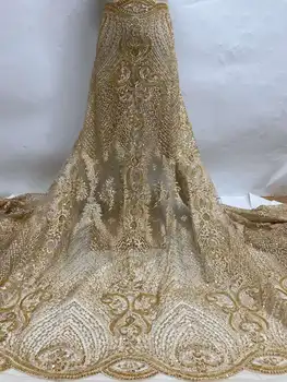 Boncuk nakış Tül net dantel ile popüler Elbise tasarımı. payetli Fransız örgü ipliği Afrika kumaş abiye düğün İçin