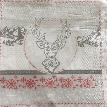 Oymacılık düğün vintage peçete kağıt zarif doku gri geyik kar doğum günü partisi güzel Noel serviettes dekor 20
