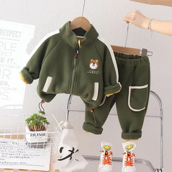 Erkek Giyim Setleri Sonbahar Kış Çocuk Kalın Kadife Ceketler Pantolon 2 adet Eşofman Bebek 1 İla 5 Yaşında Çocuklar spor elbise 1