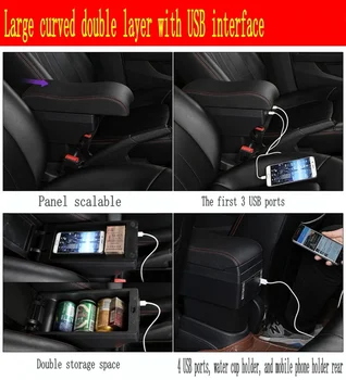 Araba Toyota Vela Vitz Kol Dayama Kutusu Araba Merkezi Konsol Depolama Alanı Kasa Dirsek Dayanağı Bardak Tutucu ile USB Arayüzü 4