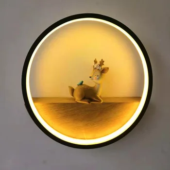 Avrupa tarzı kişilik modern minimalist yaratıcı geyik aydınlatma yuvarlak oturma odası arka plan duvar yatak odası duvar lambası ZM1205 2