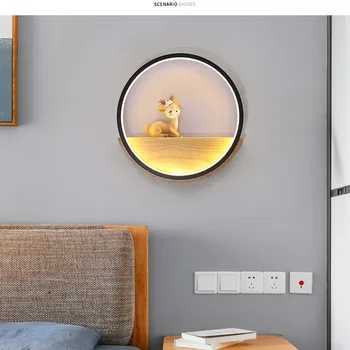 Avrupa tarzı kişilik modern minimalist yaratıcı geyik aydınlatma yuvarlak oturma odası arka plan duvar yatak odası duvar lambası ZM1205 3