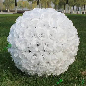 Zarif Beyaz Yapay Öpüşme Topları Asılı 30cm 12 İnç Topu İpek Çiçek Topu Düğün Parti Dekorasyon Malzemeleri İçin Gül 