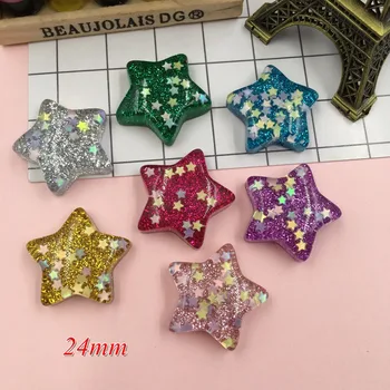10 adet Reçine Sevimli Glitter Kawaii Yıldız El Sanatları Yapımı için, Scrapbooking, DIY (24mm)