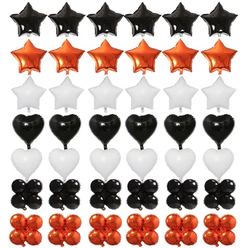10 Adet Cadılar Bayramı Balon 18 İnç Turuncu Siyah Alüminyum Film Balon Cadılar Bayramı ve paskalya dekorasyonu Balon 0