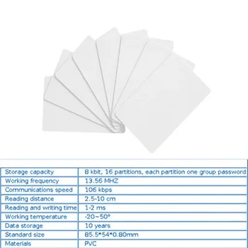 13.56 MHZ Temassız Beyaz PVC Kart Yüksek Frekanslı IC Kartları RFID Anahtar Etiketi Erişim Kontrolü NFC Kart 3