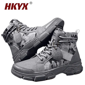 Erkek Sonbahar Kış Açık Gezi Sıcak Çizmeler Dantel-up yürüyüş ayakkabıları Kabartmak Astar Yüksek Çizme Yürüyüş Nemli Yerleşimler Sneakers