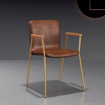 Tasarımcı Deri Yemek Sandalyesi Cafe Bireysel Koltuk Makyaj Bilgisayar Yemek Sandalyesi Kuaför Salonu Silla Ev Eşyaları YY50DC 1