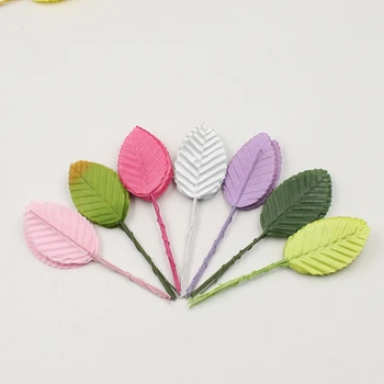 30 adet/5cm Yeşil Yapraklar İpek Yaprak Şeklinde yapay çiçek Düğün Dekorasyon İçin DIY Çelenk Hediye Scrapbooking Craft Sahte Çiçek