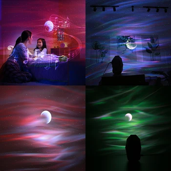 Bluetooth lazer yıldız gece ışıkları LED yıldızlı gökyüzü projektör müzik lamba renkli müzik ay bulutsusu projeksiyon atmosfer aydınlatma 3