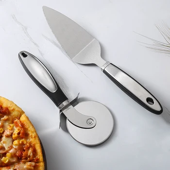 Paslanmaz Çelik Pizza Yuvarlak Bıçak Ve Tırtıklı Pizza Kürek Dönen kek bıçağı Kek Pişirme Tekerlek Mutfak Pişirme Araçları