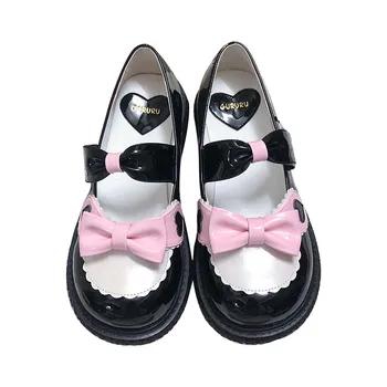 Yeni Kawaii Lolita Ayakkabı Japon Yuvarlak Kafa Yay kadın ayakkabısı kız Cosplay Prenses Danganronpa Öğrenci Platformu Loli Gotik 4